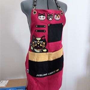 Lucky Cat Apron - Red and Black